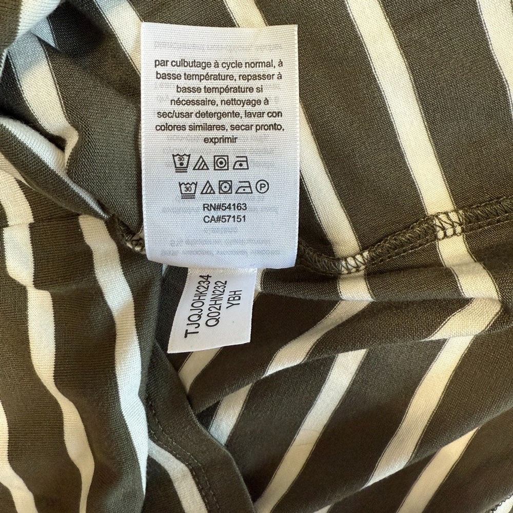 Tommy Hilfiger Olive Green & White Striped Round Neck T-Shirt Womens Size Small - Picture 9 of 11